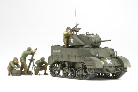 US Light Tank M5A1 Pursuit Operation with Set of 4 Figures Kit 35 Scale Tamiya 3