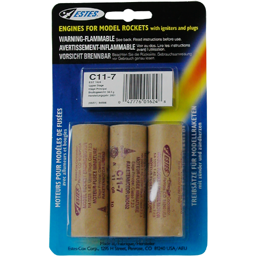 C117 Model Rocket Engines (3) Estes 1624