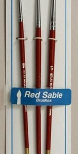 Atlas 3 Piece Red Sable and Camel Hair Brush Set 1 3 5 detail