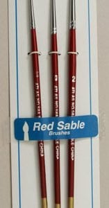 Atlas 3 Piece Red Sable Brush Set 5-0 0 2 detail