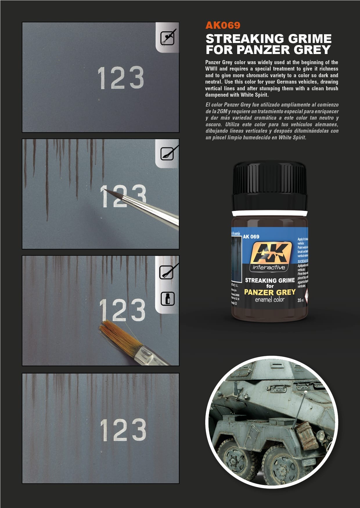 AK Interactive Streaking Grime for Panzer Grey AKI 069 General Info 2