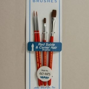 Atlas Lot de 4 brosses en poils de zibeline et de chameau rouges 60-4PS