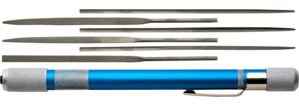 Pin Vise Aluminum File handle with 6 Mini Needle Files Excel 70001