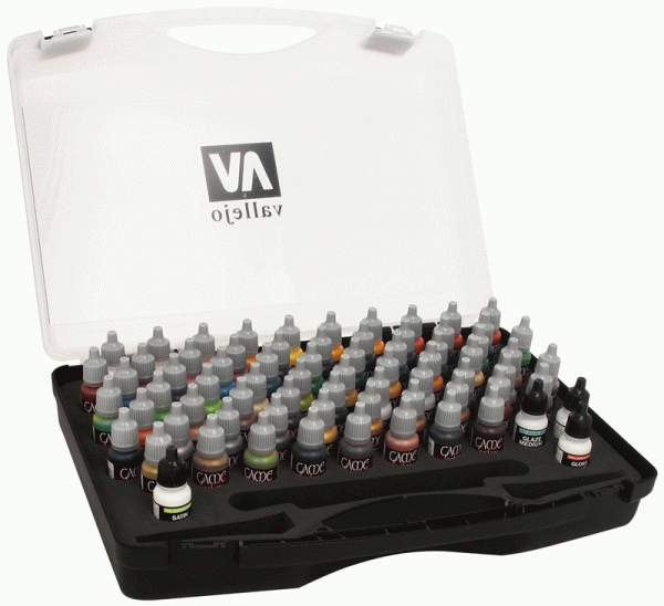 Game Acrylic Paint Set by Vallejo 72 Color Colours 3 Brushes 72172