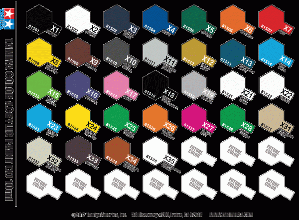 Full Set of 33 X Tamiya Colours Paint Chart