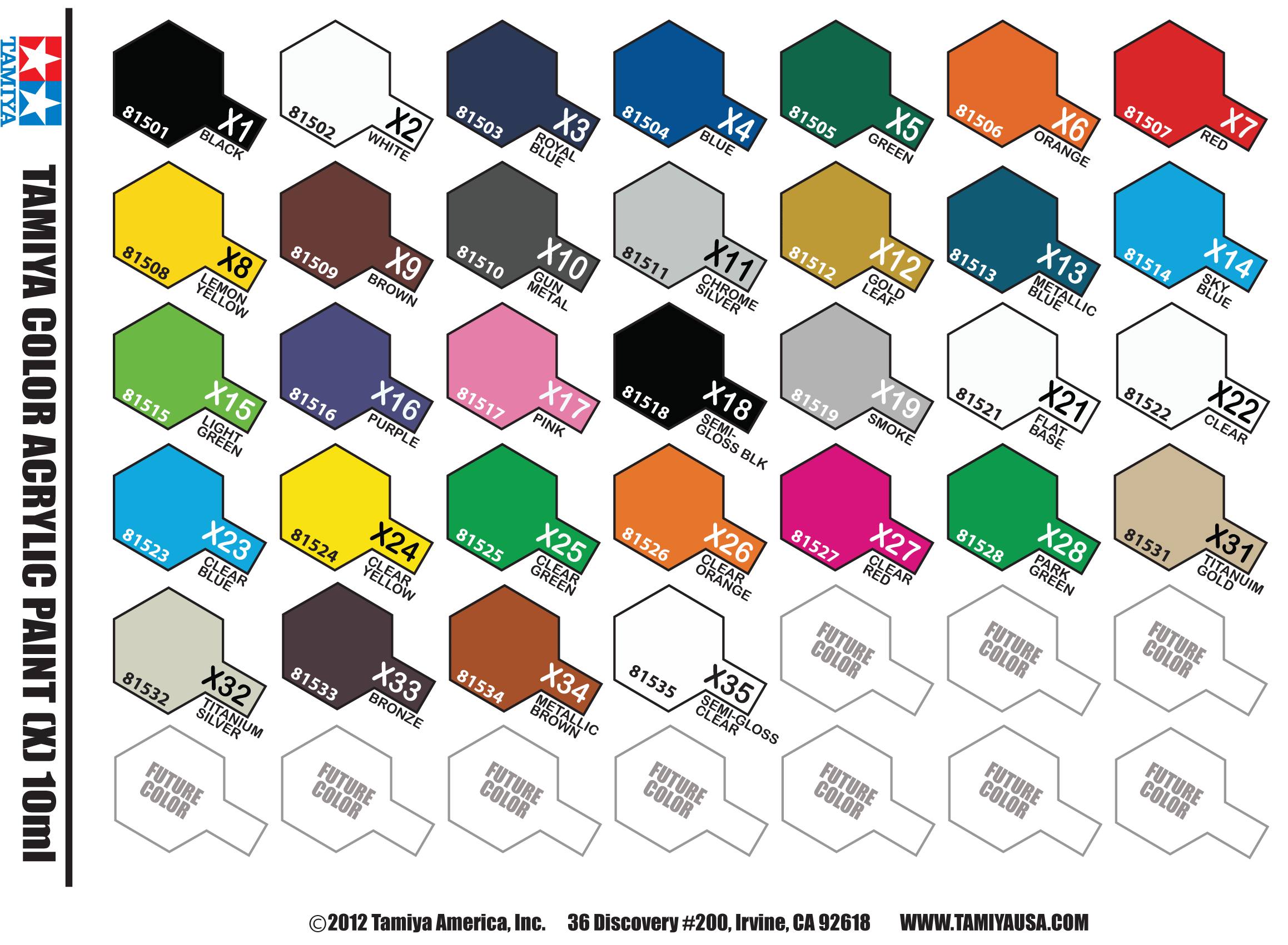 Tamiya Xf Color Chart