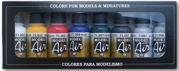 Basic Colors Model Air Paint Set of 8 by Vallejo 71174