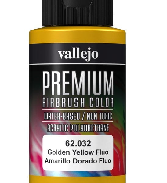 Golden Yellow Fluorescent Premium Airbrush Colour by Vallejo 62032 60ml