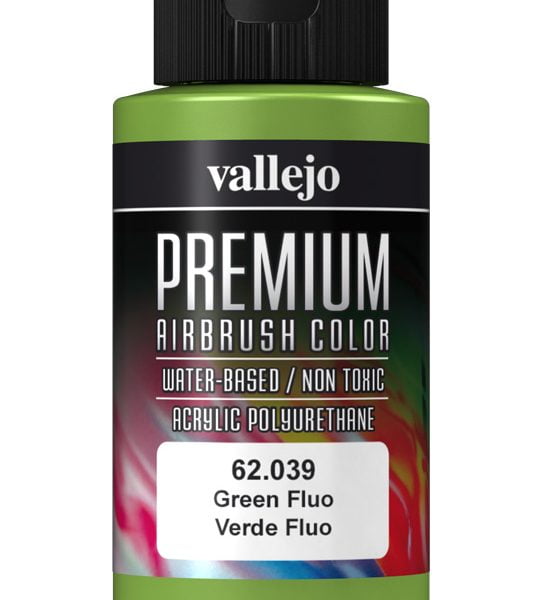 Green Fluorescent Premium Airbrush Colour by Vallejo 62039 60ml