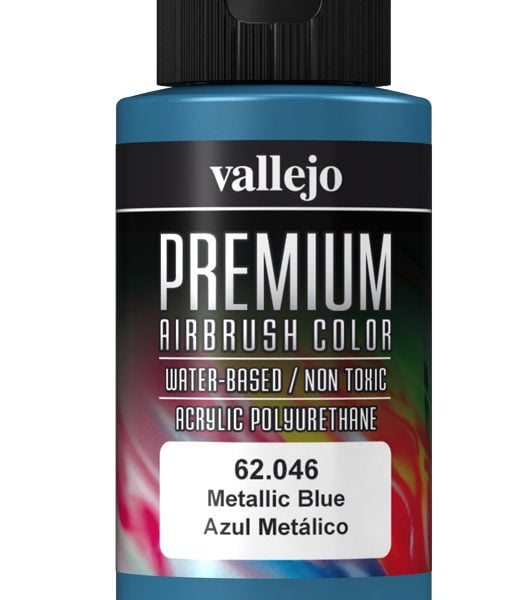 Metallic Blue Premium Airbrush Colour by Vallejo 62046 60ml