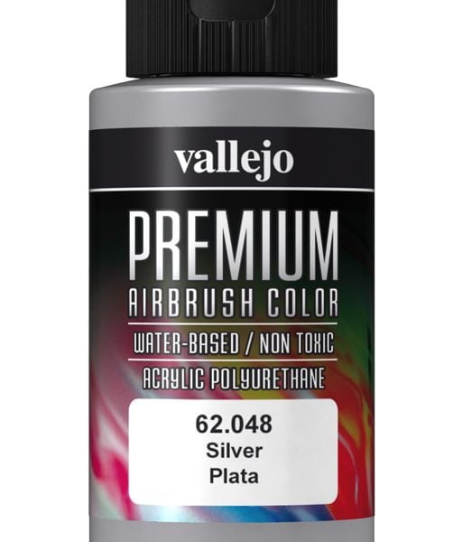 Silver Premium Airbrush Colour by Vallejo 62048 60ml