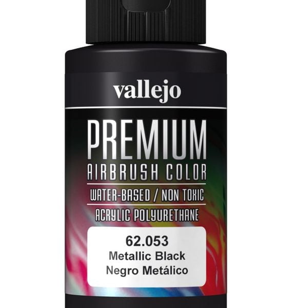Metallic Black Premium Airbrush Colour by Vallejo 62053 60ml