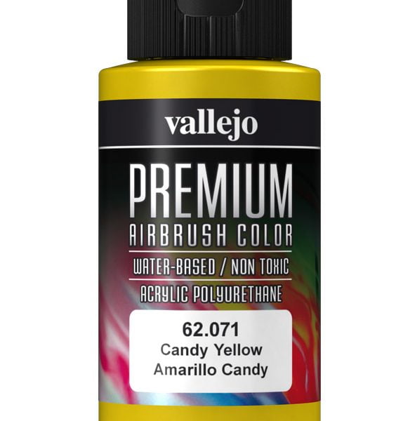 Candy Yellow Premium Airbrush Colour by Vallejo 62071 60ml