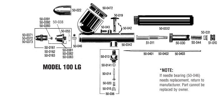 Badger 100LG Endeavor Fine Nozzle Airbrush G100