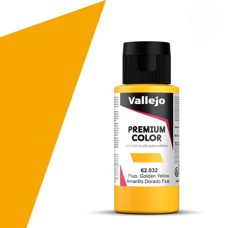 Vallejo Premium Color Fluorescent Golden Yellow 62032 60ml