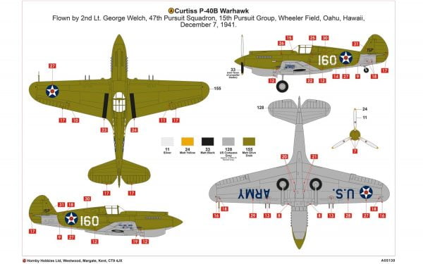 Layout B Curtiss P-40B Warhawk 1:48 Scale A05130
