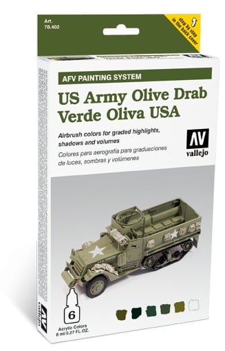 US Army Olive Drab Paint Set by Vallejo 78402