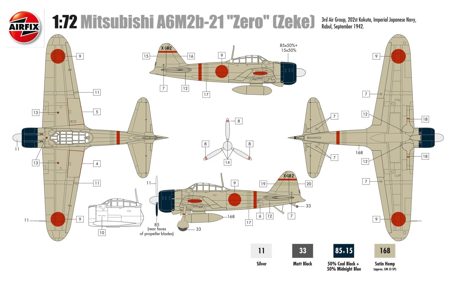 Models & Kits AIRFIX 1/72nd Scale Mitsubishi A6M2b Zero Kit No A01005a In Stock!!! penbrynmynach