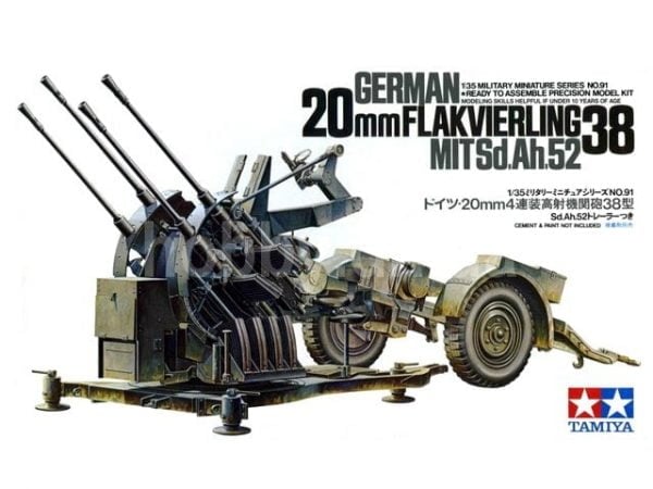 Tamiya 20mm Flakvierling 38 MITSd.Ah.52 35091