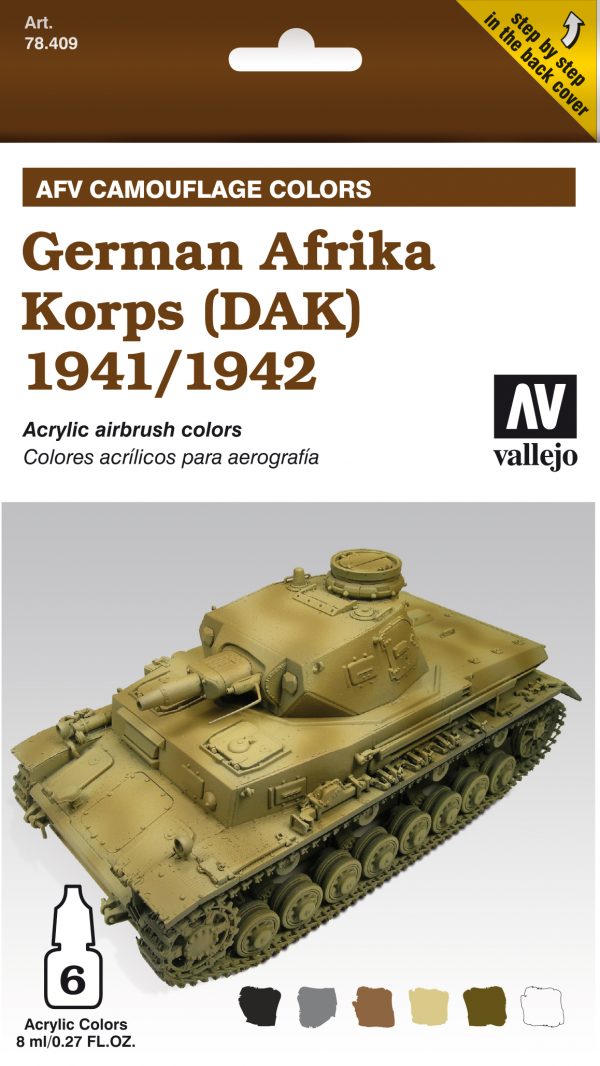 Vallejo AFV Camouflage Colors German Afrika Korps DAK 1941 1942 Set 78409
