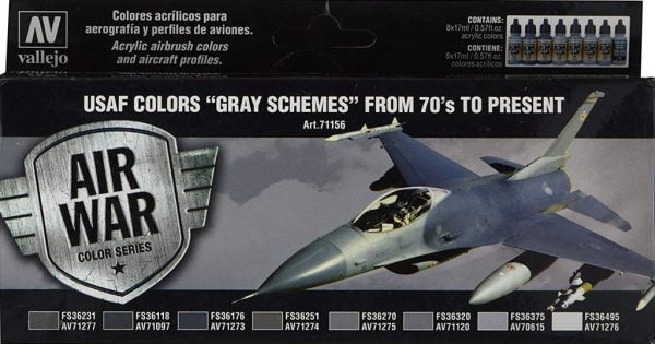 Vallejo USAF Colors Gray Schemes From 70s to Present Set of 8 Paints VAL 71156