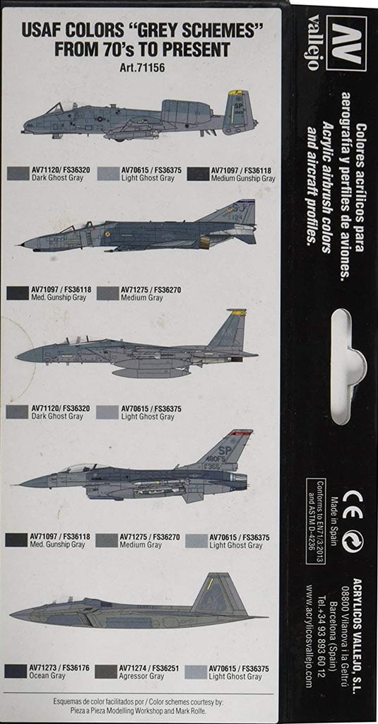 Vallejo USAF Colors Gray Schemes From 70s to Present Set of 8 Paints