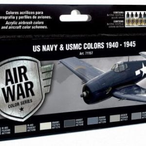 Vallejo US Navy et USMC Colors WWII 1940-1945 Set de 8 Peintures VAL 71157