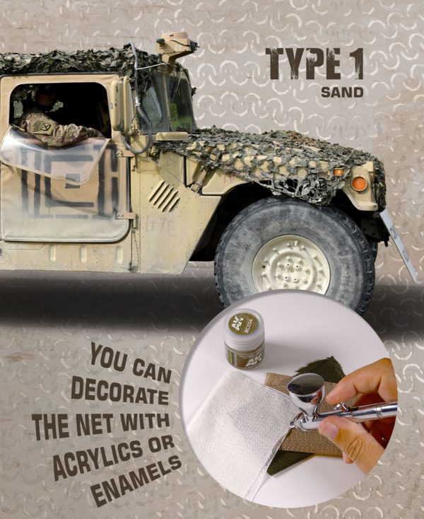 AK Interactive Camouflage Mimetic Net Sand TYPE 1 AKI 8060