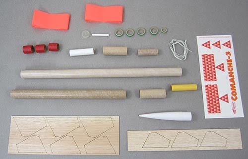 Estes Comanche-3 Model Rocket Kit 7245 parts