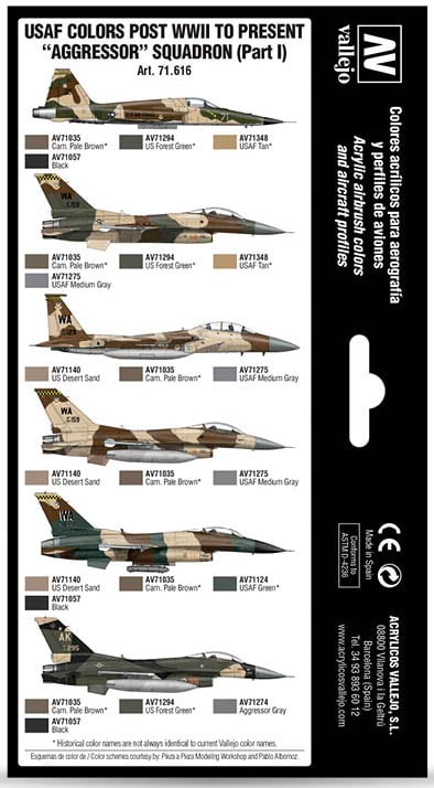 Vallejo USAF Colors Post WWII to present Aggressor Squadron Part I Paint Set 71616
