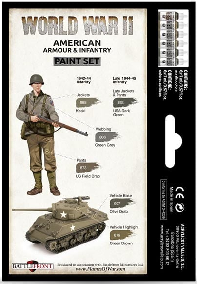 Vallejo WW II American Armour and Infantry Paint Set 70203