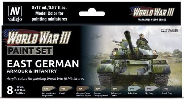 Vallejo WWIII East German Armour and Infantry Paint Set 70224