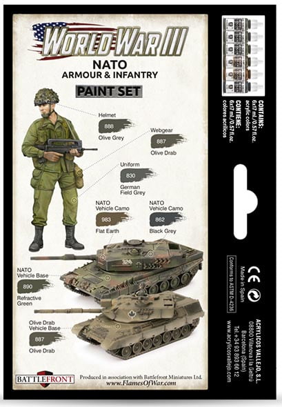 Vallejo WWIII NATO Armour and Infantry Paint Set 70223