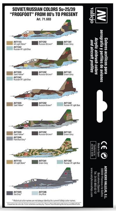 Vallejo Soviet/Russian Colors Su-25/39 Frogfoot from 80’s to present 71603