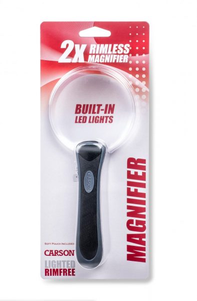 Carson 3.5 inch LED RimFree Magnifier RM-95 package