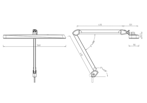 Dimensions Eye Power Tri-Colour LED Table Task Lamp with Clamp 95050