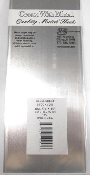 0.064 x 4 x 10" Aluminum Sheet K&S Engineering 257