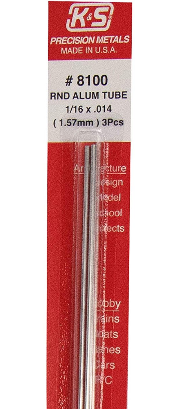 1/16 x 12" Aluminum Tube .014 Wall Pack of 3 K&S Engineering 8100
