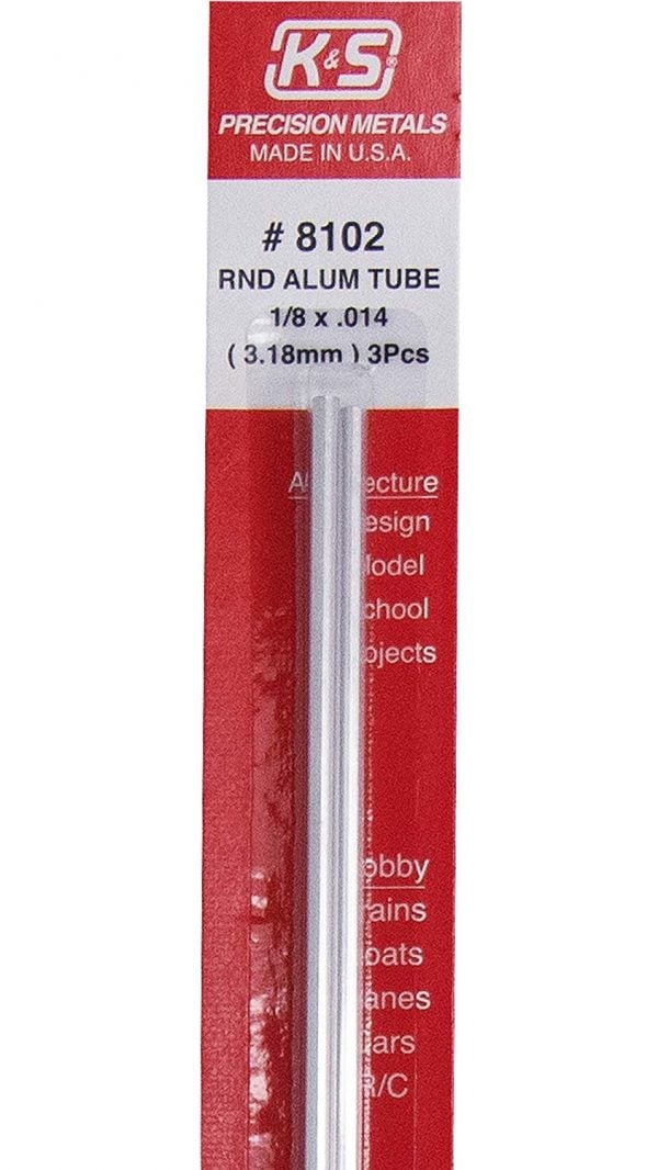 1/8 x 12" Aluminum Tube .014 Wall Pack of 3 K&S Engineering 8102