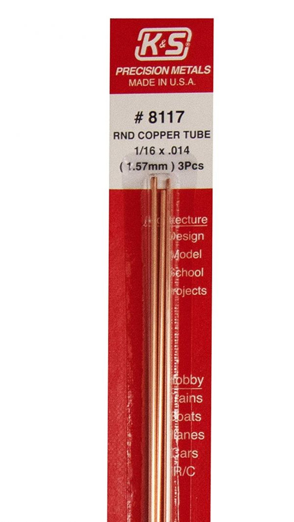 1/16 x 12" Copper Tube Pack of 3 K&S Engineering 8117
