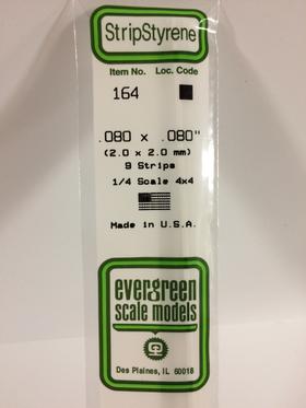 Evergreen .080 X .080" Pack of 9 Opaque White Polystyrene Strip EVE 164