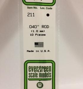 Evergreen .040" Pack of 10 Opaque White Polystyrene Rod EVE 211