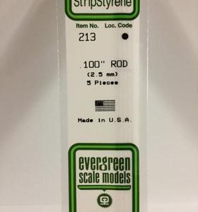 Evergreen .100" Paquet de 5 tiges en polystyrène blanc opaque EVE 213