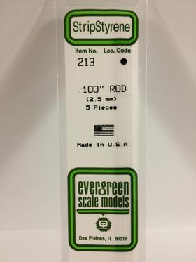 Evergreen .100" Pack of 5 Opaque White Polystyrene Rod EVE 213