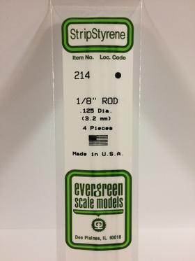 Evergreen 1/8" .125" Pack of 4 Opaque White Polystyrene Rod EVE 214