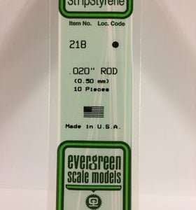Evergreen .020" Diameter Pack of 10 Opaque White Polystyrene Rod EVE 218