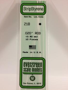 Evergreen .020" Diameter Pack of 10 Opaque White Polystyrene Rod EVE 218
