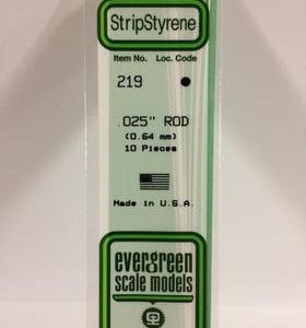 Evergreen .025" Diameter Pack of 10 Opaque White Polystyrene Rod EVE 219