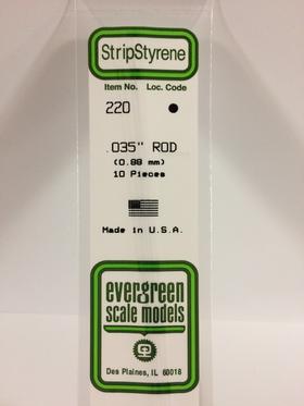 Evergreen .035" Diameter Pack of 10 Opaque White Polystyrene Rod EVE 220