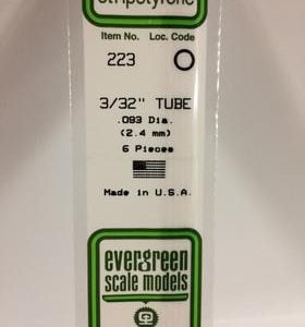 Evergreen 3/32 .093" Diameter Pack of 6 Opaque White Polystyrene Tube EVE 223